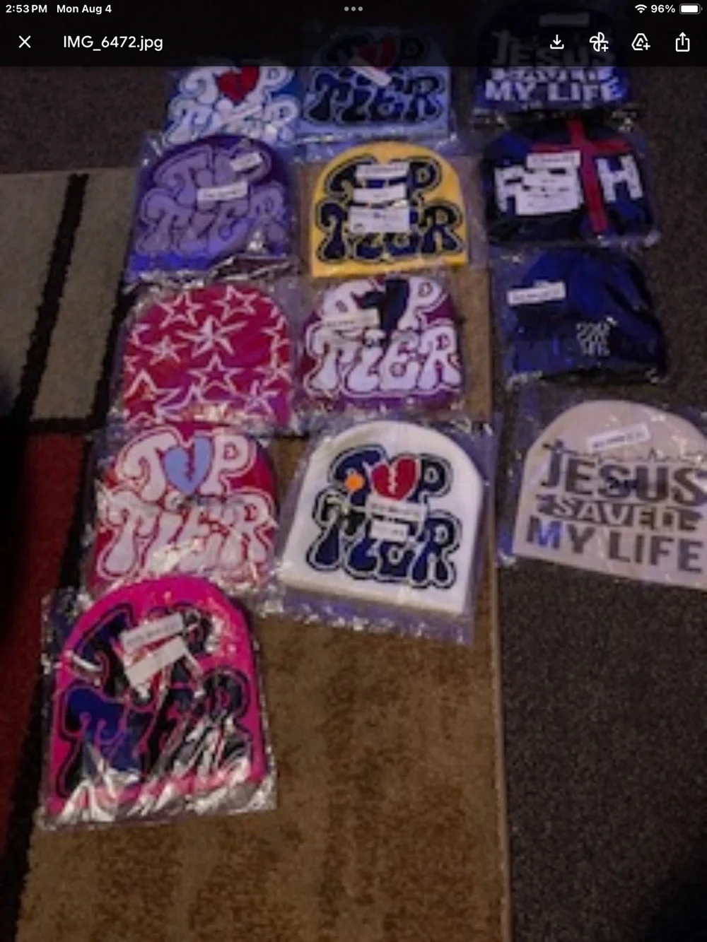 Kids Graphic Beanie Hat - Pink, Red, Purple, Blue, Black Options